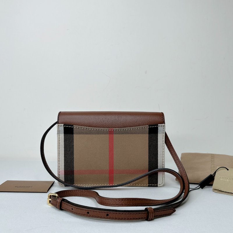 BURBERRY Hampshire牛皮拼格紋WOC-1