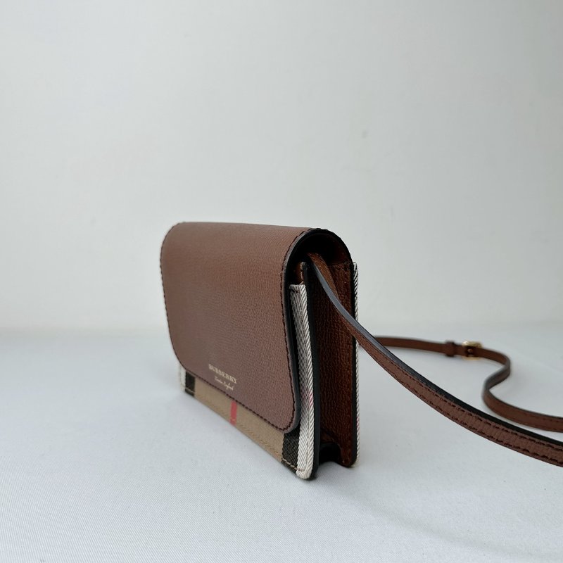 BURBERRY Hampshire牛皮拼格紋WOC-2