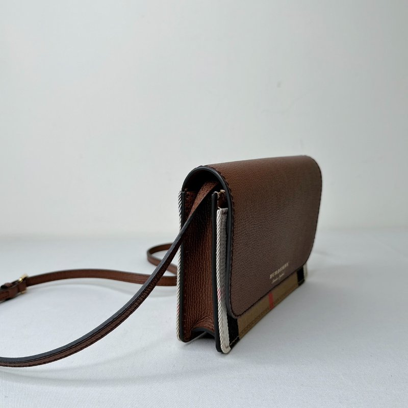 BURBERRY Hampshire牛皮拼格紋WOC-3