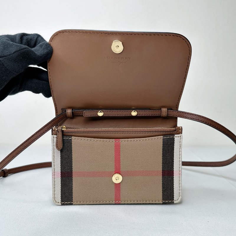 BURBERRY Hampshire牛皮拼格紋WOC-6