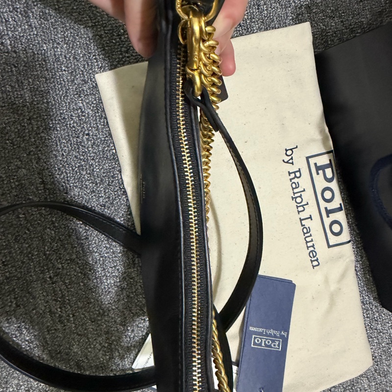 售 Polo Ralph Lauren Polo ID 皮革迷你鏈條包 台灣購證 全配-6