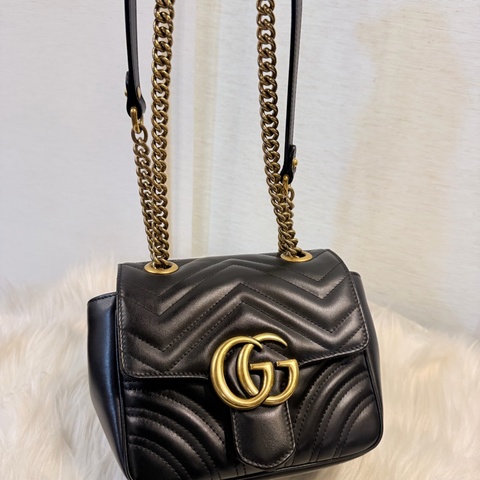 Gucci 黑金marmont 復古鞋背包