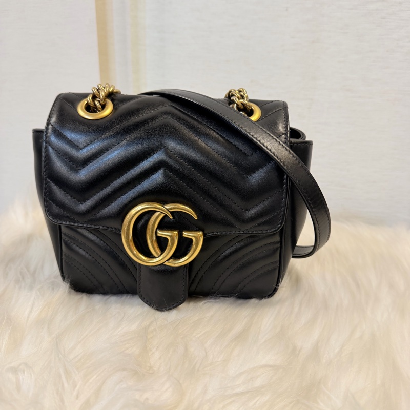 Gucci 黑金marmont 復古鞋背包-2