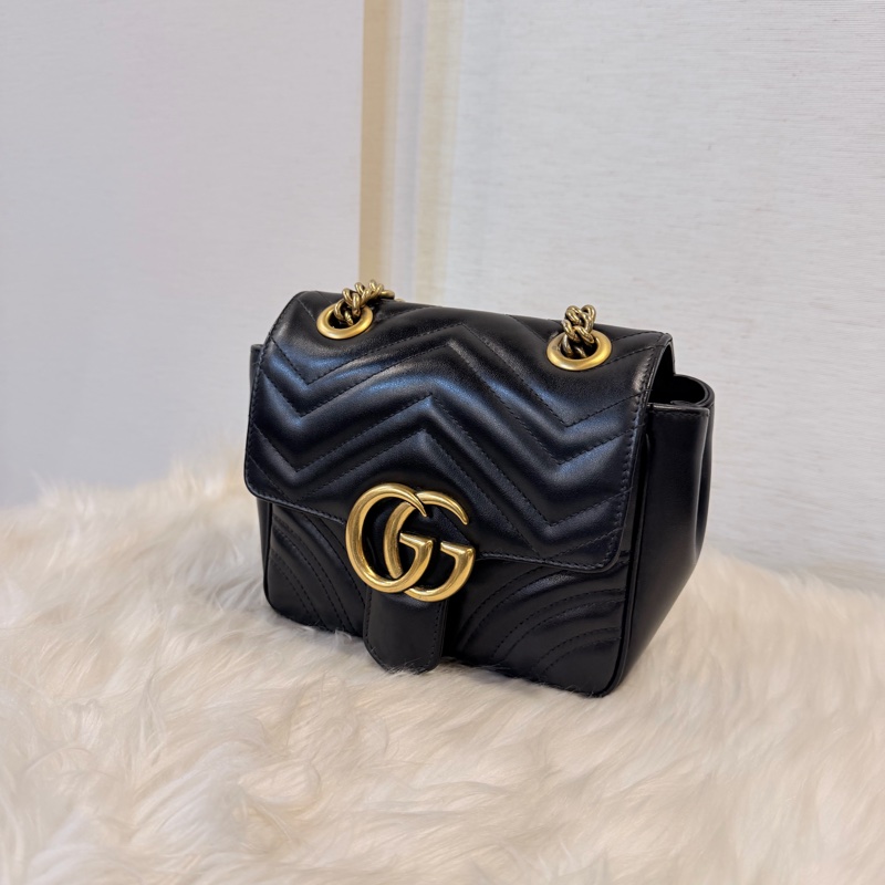 Gucci 黑金marmont 復古鞋背包-4