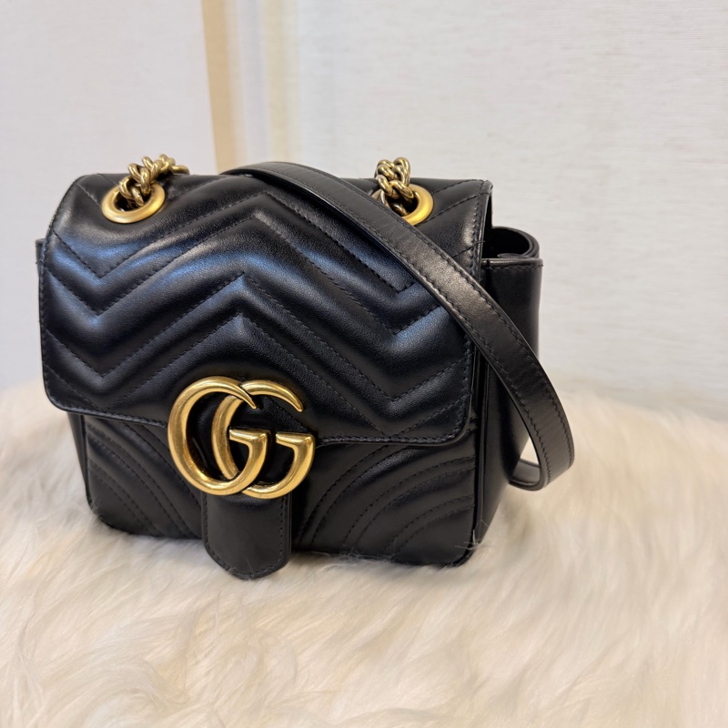 Gucci 黑金marmont 復古鞋背包-6