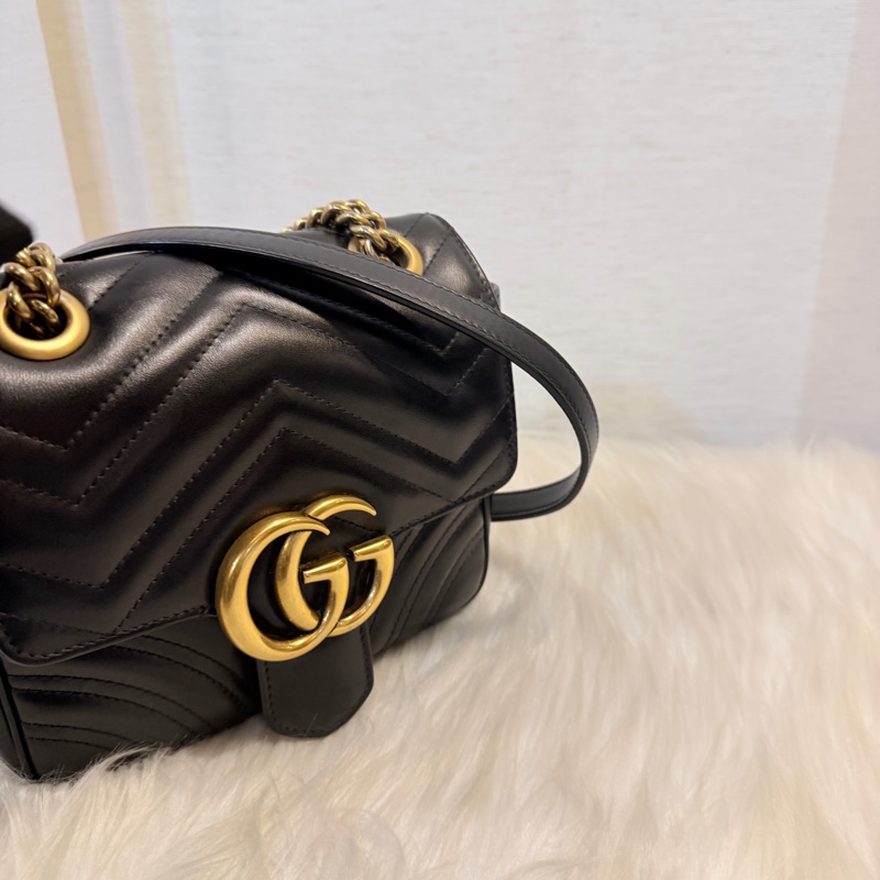 Gucci 黑金marmont 復古鞋背包-8