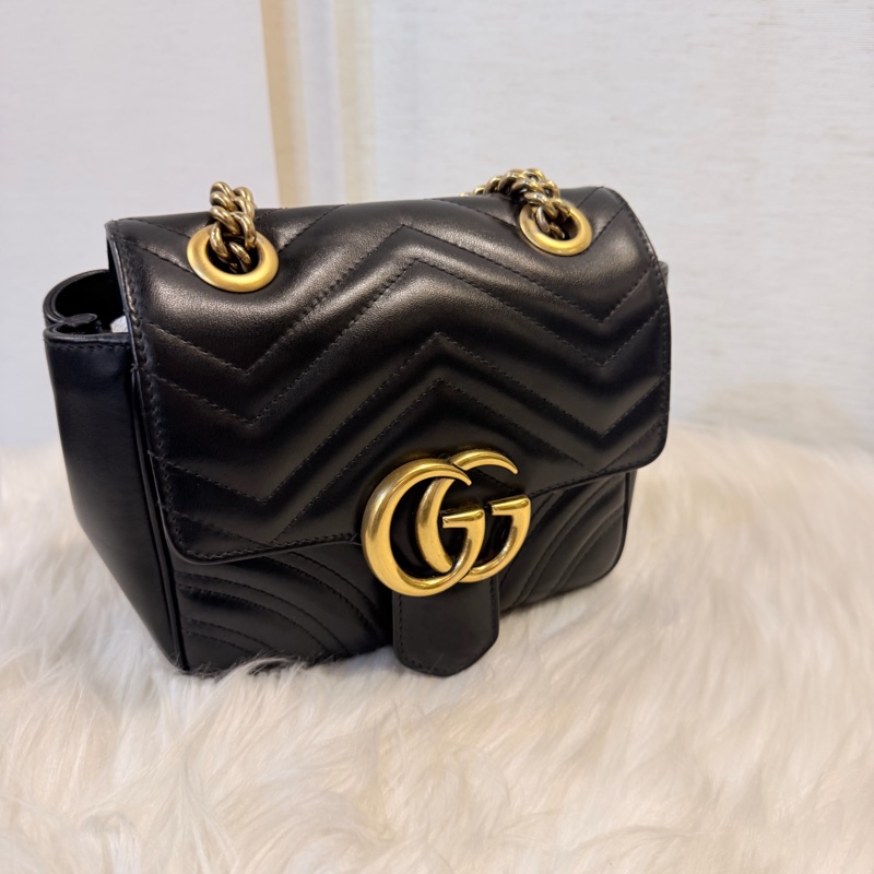 Gucci 黑金marmont 復古鞋背包-9