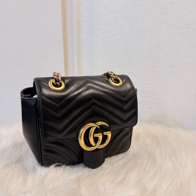 Gucci 黑金marmont 復古鞋背包-10
