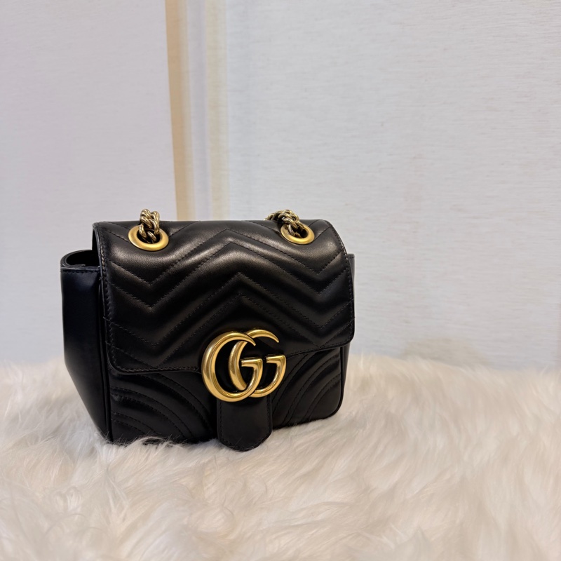Gucci 黑金marmont 復古鞋背包-12