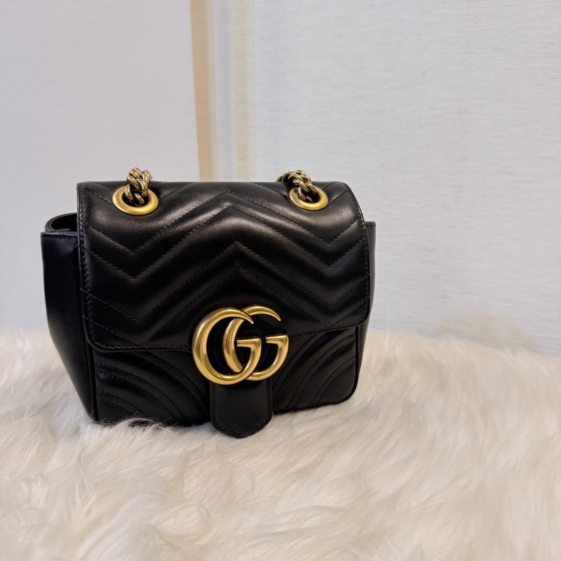 Gucci 黑金marmont 復古鞋背包-13