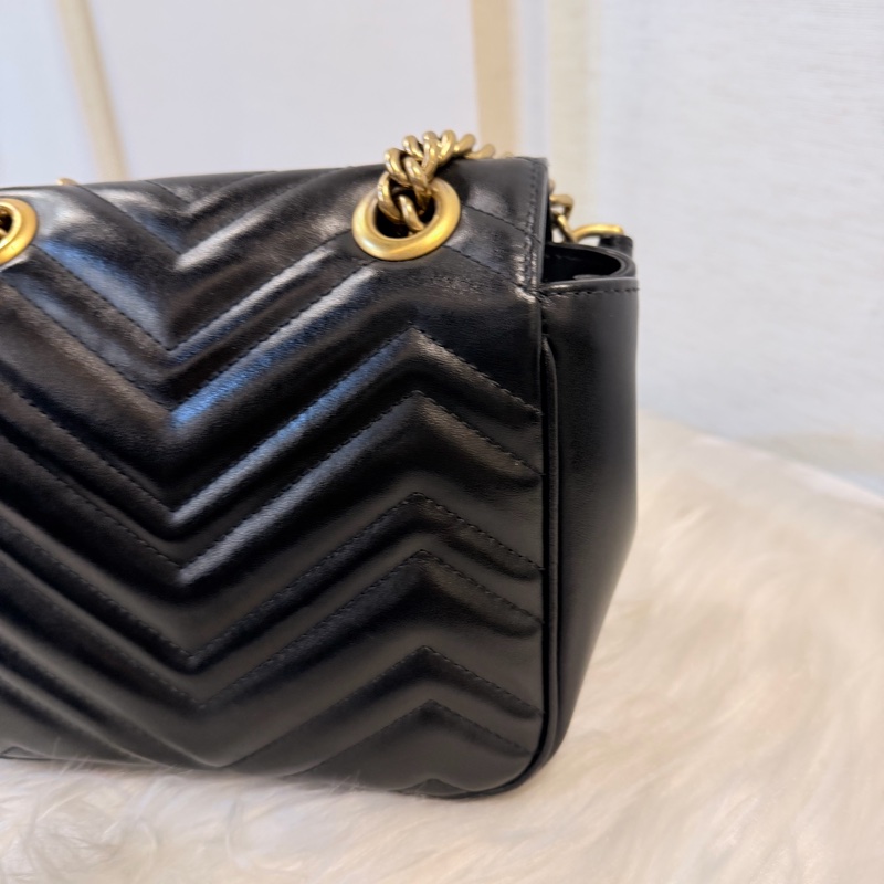 Gucci 黑金marmont 復古鞋背包-17