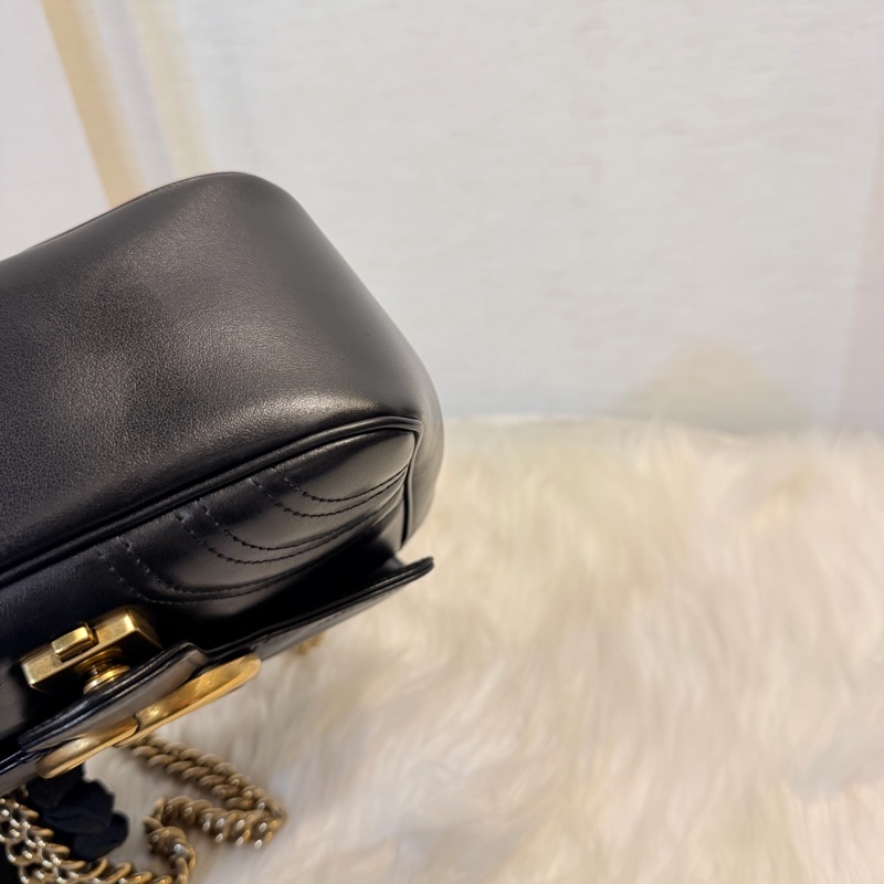 Gucci 黑金marmont 復古鞋背包-22