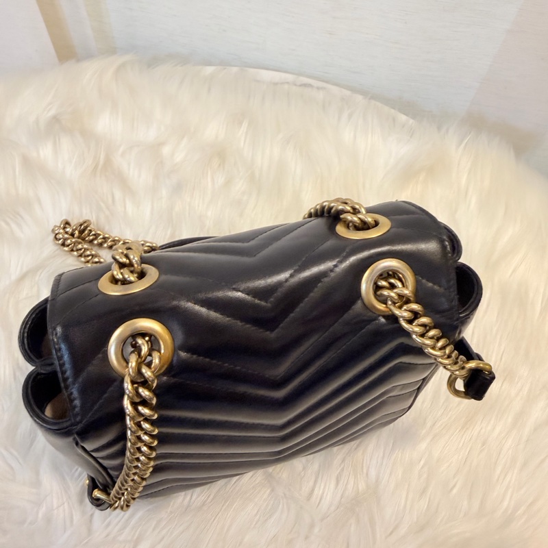 Gucci 黑金marmont 復古鞋背包-44