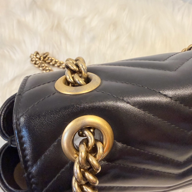 Gucci 黑金marmont 復古鞋背包-47