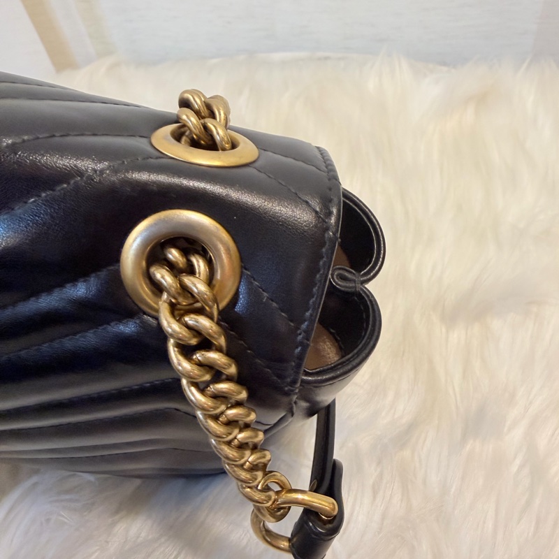 Gucci 黑金marmont 復古鞋背包-48