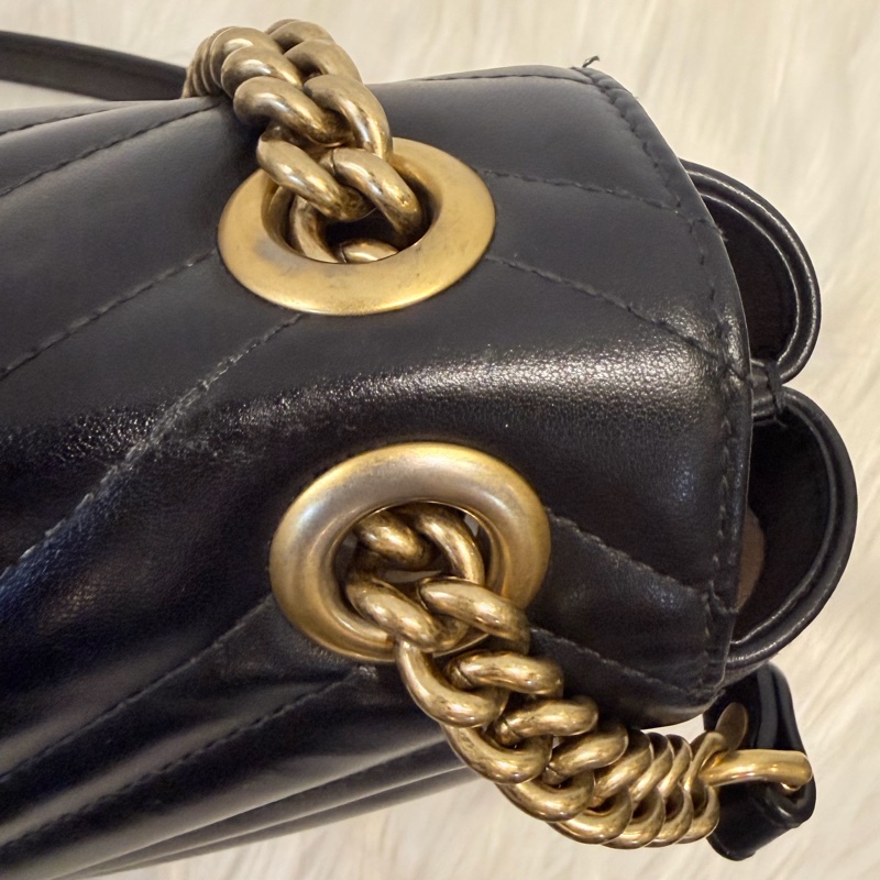 Gucci 黑金marmont 復古鞋背包-52
