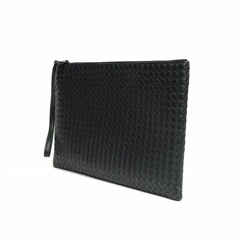 BOTTEGA VENETA 黑色羊皮手拿包-1