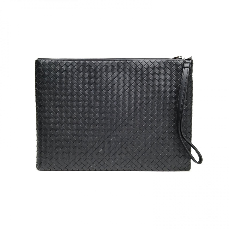 BOTTEGA VENETA 黑色羊皮手拿包-2