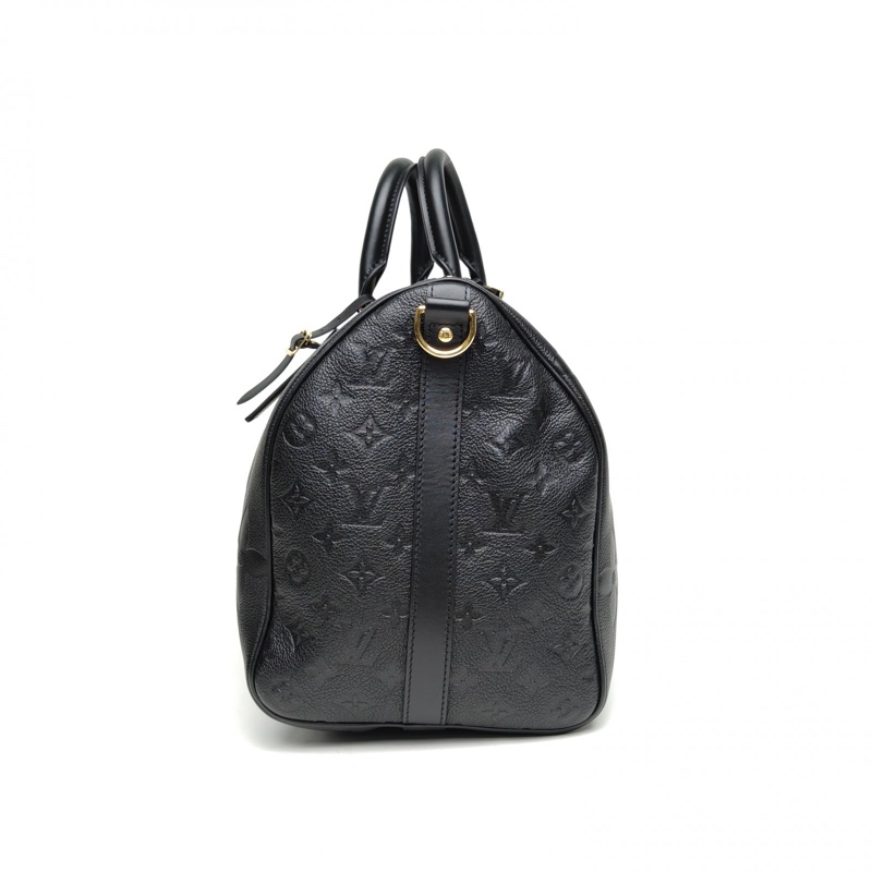 LOUIS VUITTON 黑色牛皮金扣晶片KEEPALL45壓紋肩背包-1
