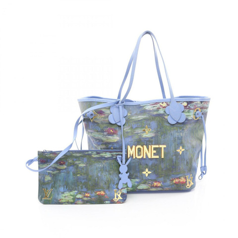 路易威登大師系列 Neverfull MM Monogram Certy Monet 手提包，塗層帆布皮革，女士藍色多色 M43358