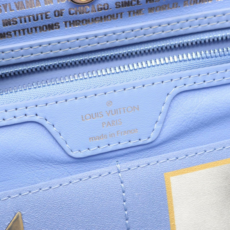 路易威登大師系列 Neverfull MM Monogram Certy Monet 手提包，塗層帆布皮革，女士藍色多色 M43358-3