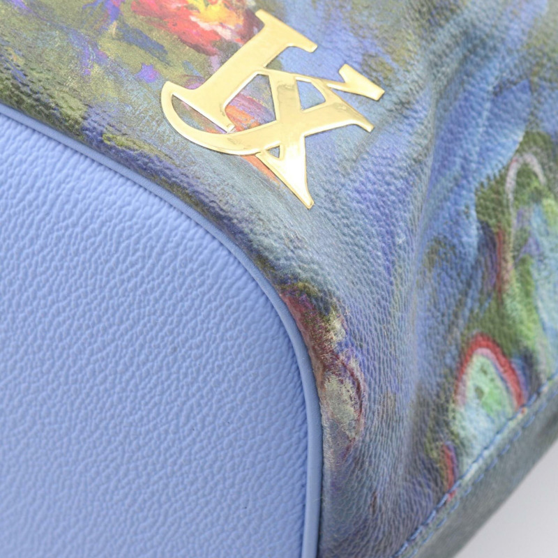 路易威登大師系列 Neverfull MM Monogram Certy Monet 手提包，塗層帆布皮革，女士藍色多色 M43358-5