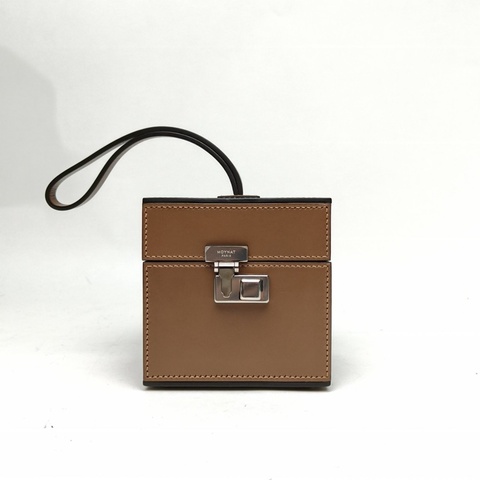 MOYNAT Vanity盒子包棕色牛皮手提包