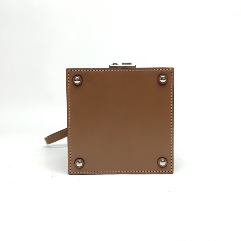 MOYNAT Vanity盒子包棕色牛皮手提包-3
