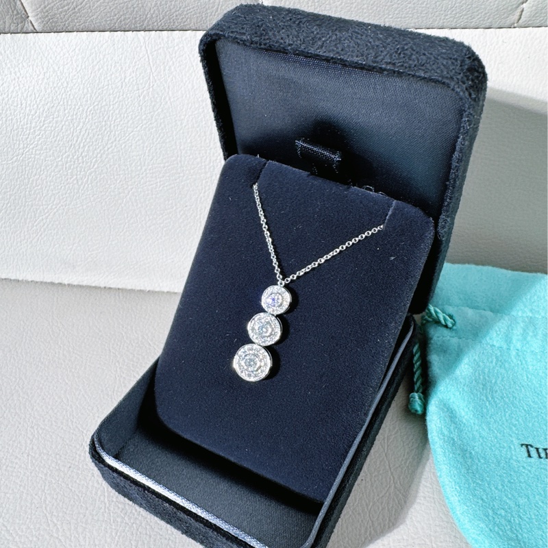 Tiffany蒂芙尼 Circlet系列 鉑金滿鑽三重圓餅項鍊-3