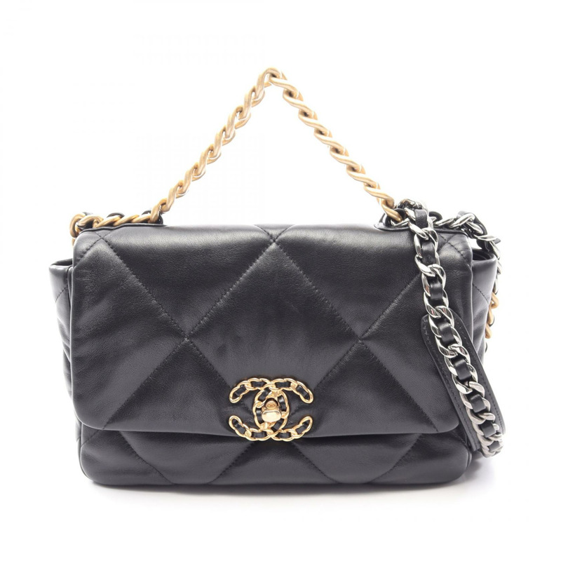 CHANEL 19 dix-neuf 馬特拉斯鏈斜背包 AS1160 小羊皮 BK-0