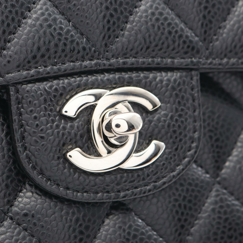 香奈兒 (CHANEL) Matelasse W 翻蓋鏈條單背包 A01112 小牛皮 黑色 二手-9