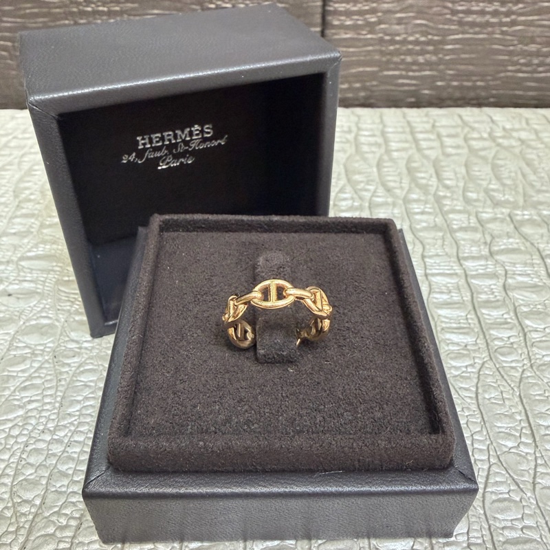 Hermes 750玫瑰金豬鼻戒指-0