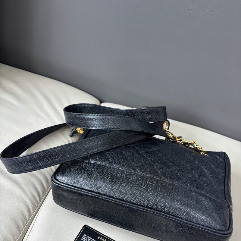 香奈兒/Chanel 黑金荔枝紋牛皮金球tote包-7