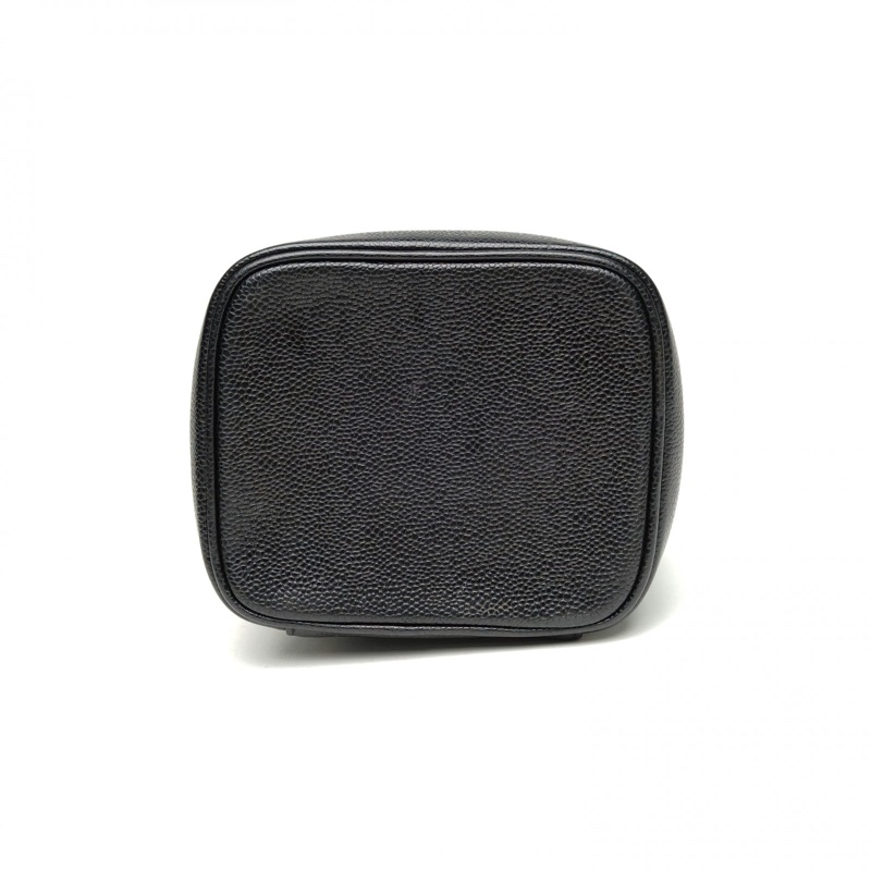 CHANEL 中古黑金牛化妝箱黑色荔枝牛皮6開金扣-3