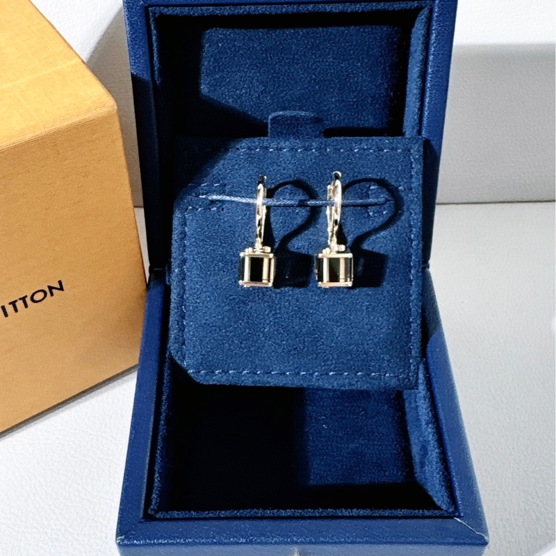 Lv 路易威登 珠寶 Emprise 系列黃水晶 18K 黃金 立方體吊墜 耳環-0