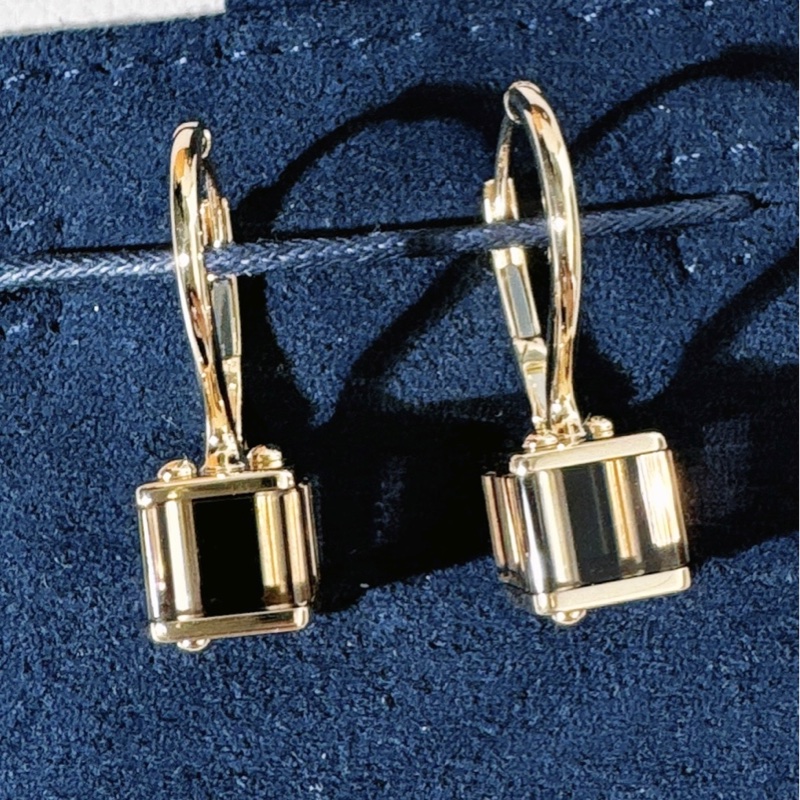 Lv 路易威登 珠寶 Emprise 系列黃水晶 18K 黃金 立方體吊墜 耳環-4