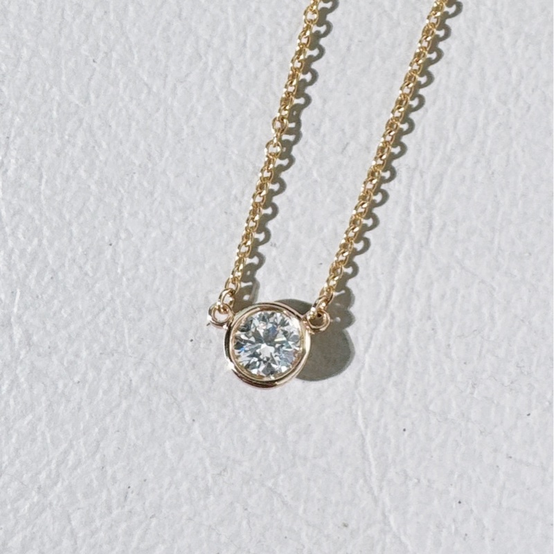 Tiffany蒂芙尼 elsa peretti系列 18k玫瑰金 泡泡鑽單鑽項鍊-4