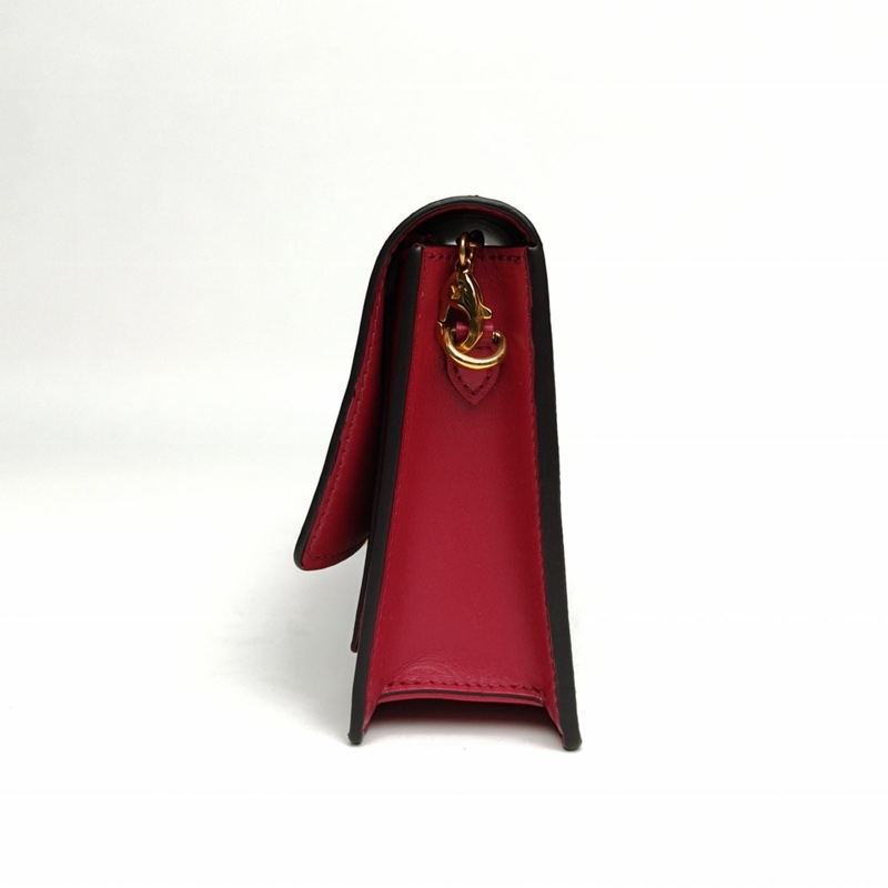 LOUIS VUITTON FLORE花朵扣鏈條WOC拼紅色牛皮拼帆布-1