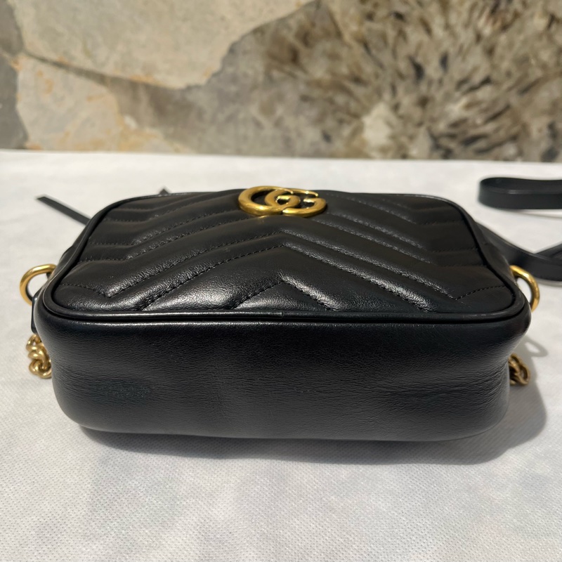 Gucci黑牛皮Marmont 18cm相機包-3