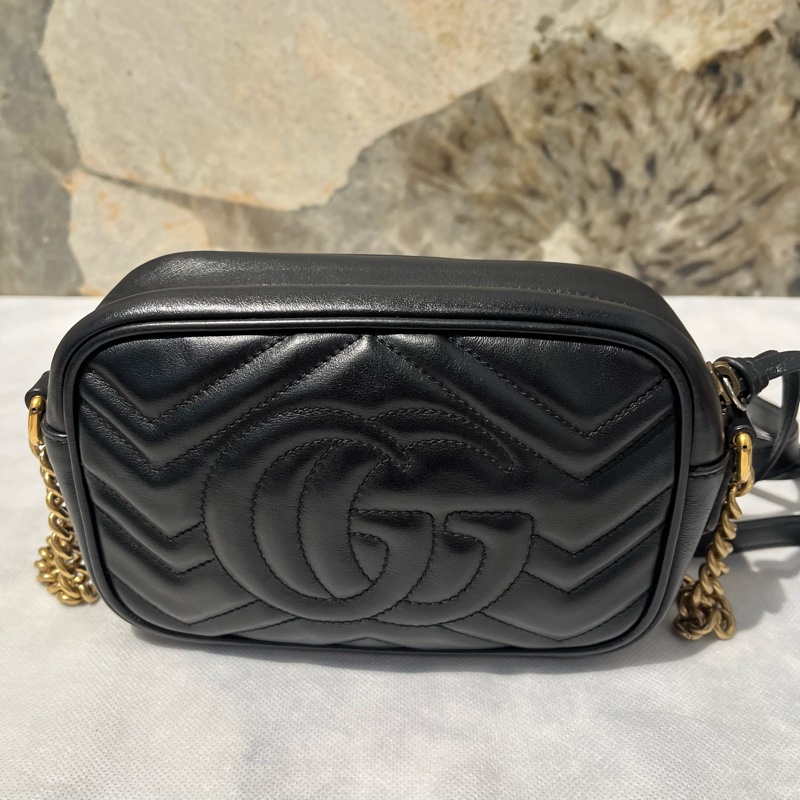 Gucci黑牛皮Marmont 18cm相機包-6