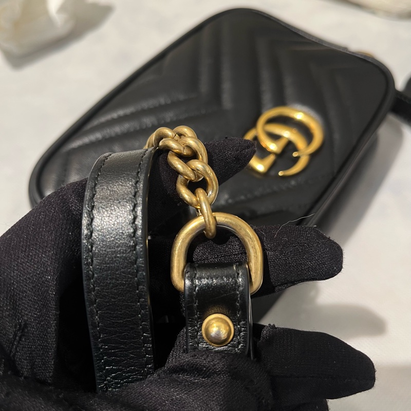 Gucci黑牛皮Marmont 18cm相機包-8