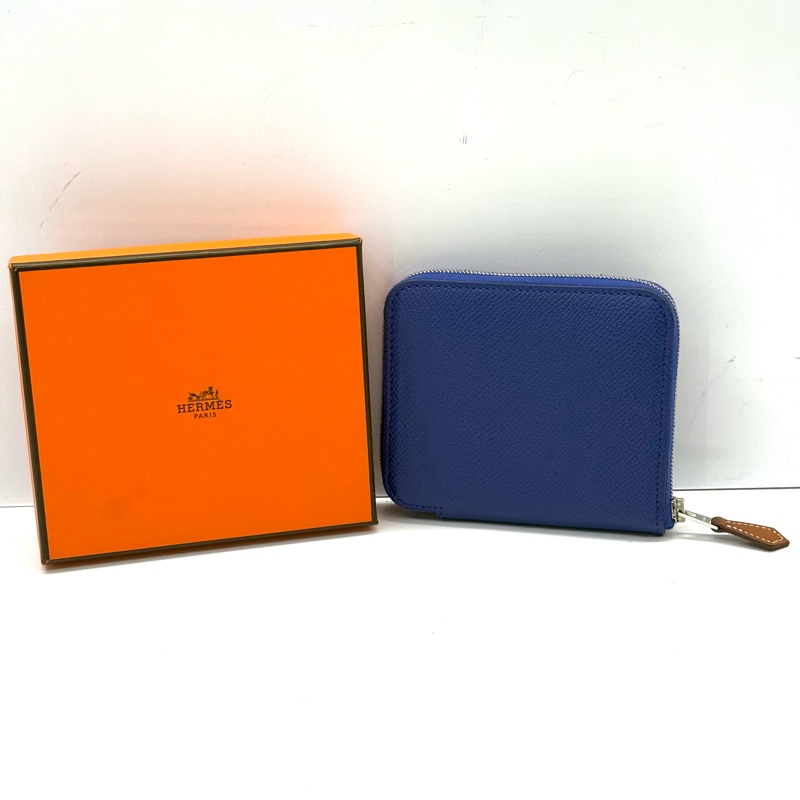 HERMES 愛馬仕 73 Bleu Saphir 寶石藍AZAP SILK IN ZIP COMPACT 絲巾短夾 D刻-2