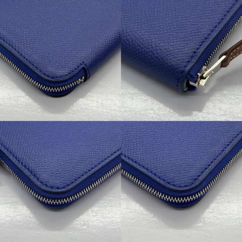 HERMES 愛馬仕 73 Bleu Saphir 寶石藍AZAP SILK IN ZIP COMPACT 絲巾短夾 D刻-4