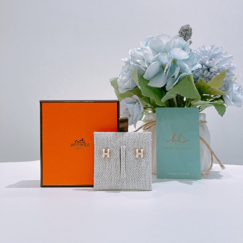 TW4866 Hermes 愛馬仕迷你H耳環 白色玫瑰金 Mini Pop H Earrings Blanc x RGHW-1