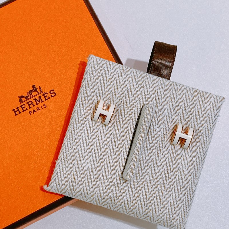 TW4866 Hermes 愛馬仕迷你H耳環 白色玫瑰金 Mini Pop H Earrings Blanc x RGHW-2