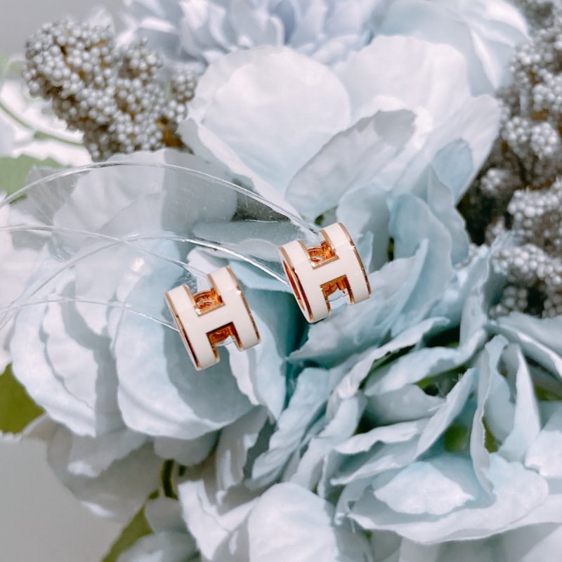 TW4866 Hermes 愛馬仕迷你H耳環 白色玫瑰金 Mini Pop H Earrings Blanc x RGHW-4