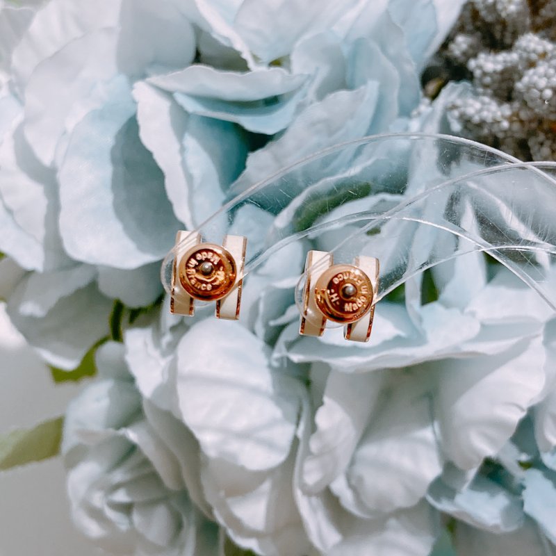 TW4866 Hermes 愛馬仕迷你H耳環 白色玫瑰金 Mini Pop H Earrings Blanc x RGHW-5