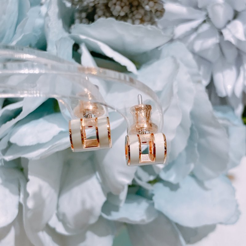 TW4866 Hermes 愛馬仕迷你H耳環 白色玫瑰金 Mini Pop H Earrings Blanc x RGHW-6