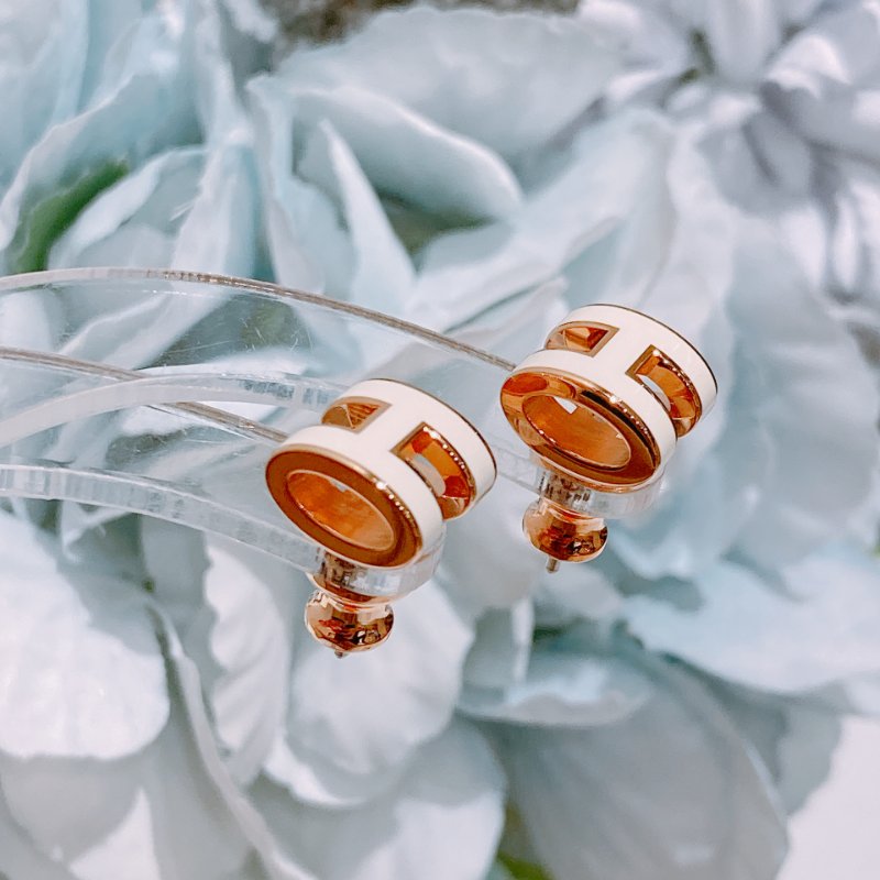 TW4866 Hermes 愛馬仕迷你H耳環 白色玫瑰金 Mini Pop H Earrings Blanc x RGHW-7