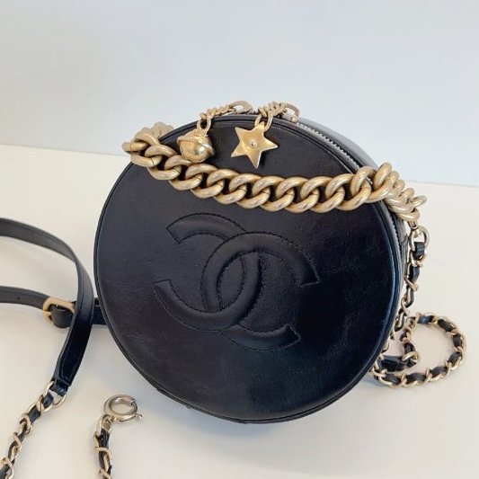 香奈兒/Chanel 黑金油蠟皮星月圓餅包-2